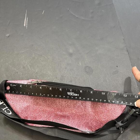 Cleo Pink Glitter Preppy Designer Fanny Pack Outdoor Waist Belt Bag - Picture 5 of 12